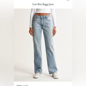 Abercrombie 90s Baggy Low Rise Jeans, Sz 2R, Light Wash